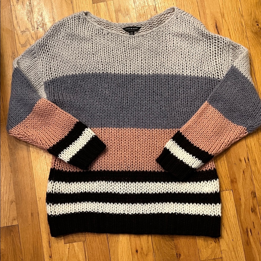 Lucky Brand Women's Colorblock Sweater - Gray, Pink, Black